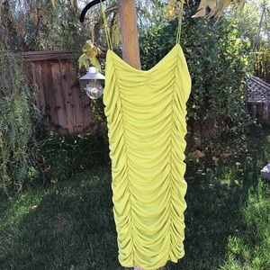 Lime green ruched bodycon dress